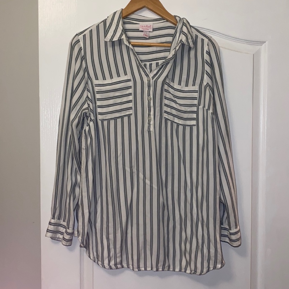 Isabel Maternity Women’s Green and White Striped Blouse